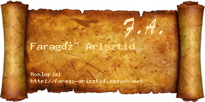 Faragó Arisztid névjegykártya